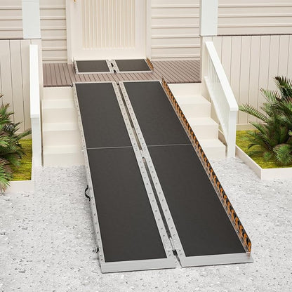 LEMNISCATE 8FT Wheelchair Ramp, Anti-Slip Portable Aluminum Ramps for Home, 800 LBS Capacity Folding Handicap Threshold Wheel Chair Ramps for Home, Entry, Steps, Stairs, Doorways, Curbs, Shed, Car