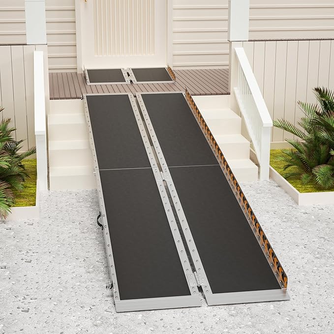 LEMNISCATE 2FT Wheelchair Ramps for Home Steps, Non-Skid Portable Handicap Aluminum Wheel Chair Ramps, 800LBS Capacity Folding Ramps for Wheelchairs for Homes, Entry, Shed, Doorways, Curbs, Stairs