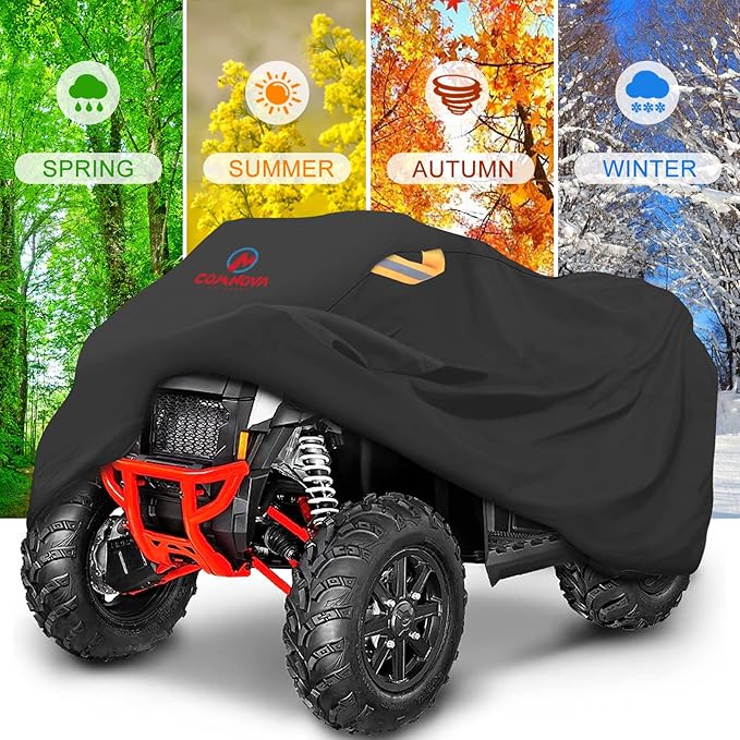 Comnova ATV Cover for 4 Wheelers - 88 Inch ATV Covers 600D Heavy Duty & Waterproof, Outdoor Four Wheeler Quad Cover All Weather Large for Polaris, Kawasaki, Arctic Cat, Honda, Yamaha and More