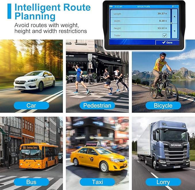 GPS Navigator for Car Truck RV, 9 inch Touch Screen Latest 2025 Map, Real Voice Spoken Turn-by-Turn Direction Reminding Navigation System, Vehicle GPS with Speed and Red Light Warning (1 Bracket)