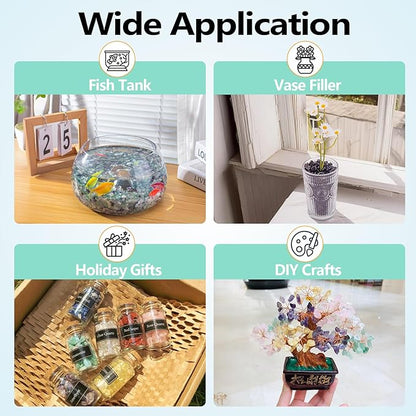 0.88 Lb Black Obsidian Natural Tumbled Healing Crystal Chips Bulk, Aquarium Gravel Rocks Stones Pebbles Fish Tank Marbles for Aquarium, Vase Fillers, Succulent Plants Decor