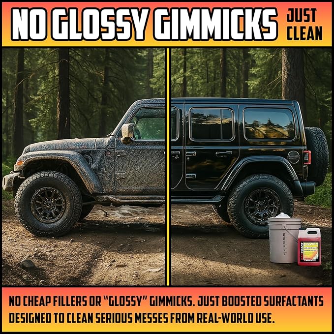 Foam Boost Off-Road & ATV Wash Soap – Heavy Duty pH-Balanced Car Wash for Trucks, UTVs, RVs & Dirt Bikes – Quick Rinse, No Residue – Works with Foam Cannons, Guns & Buckets – 1 Gallon