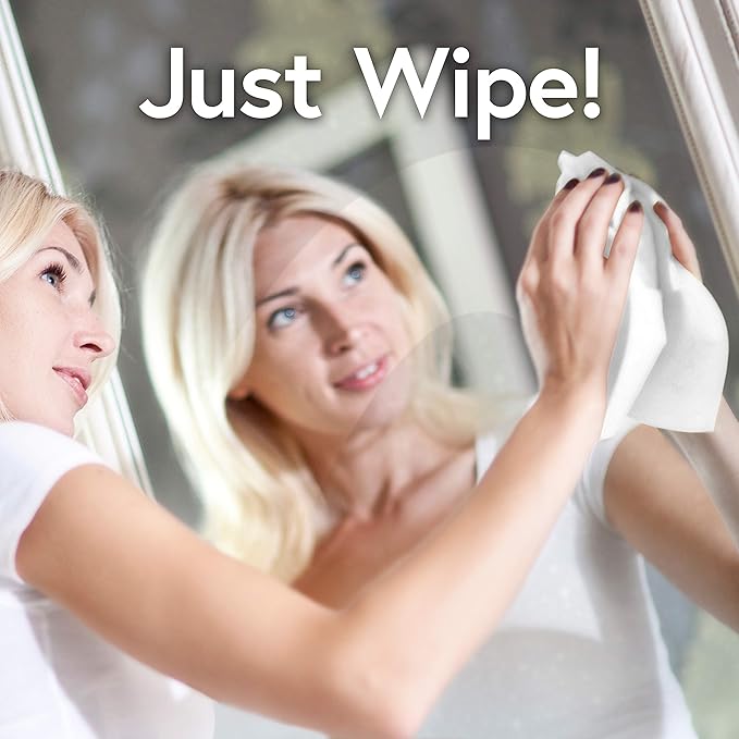 Windex Wipes Glass Cleaning Ammonia Free, Pre-Moistened Wipes for Cleaning All Glass Surfaces, Crystal Rain Fresh Scent, 25 Count