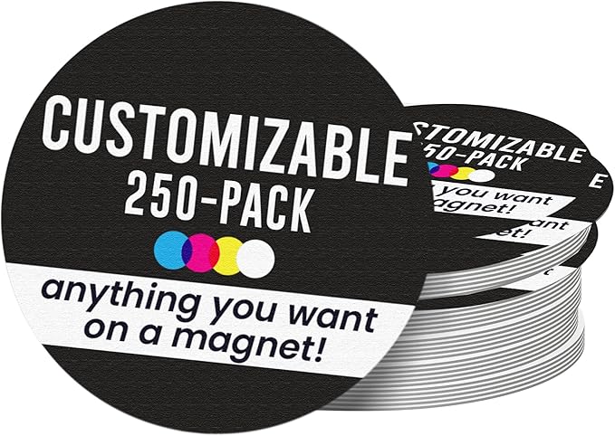 Magnet Me Up Customizable 30 Mil Round Magnet- 5”, 250 PK Weatherproof Car Magnet for Businesses, Sports Teams, Fundraiser, Personal Expression- Custom Text & Logo- Strong Magnetic Vinyl for Vehicles