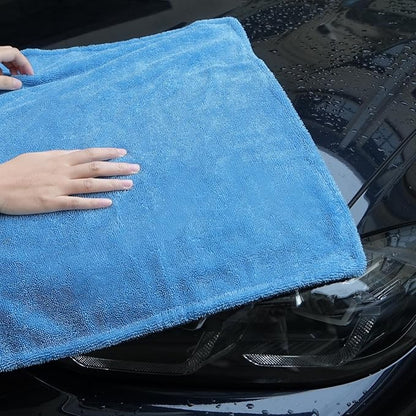 LIVOS Extra Large Car Drying Towel, Twisted Terry Microfiber Towels for Cars, 1000GSM Professional Quick Dry Cleaning Cloth for Car, Scratch-Free, Absorbent Wash Towel, 25" x 36" (Blue&Grey)