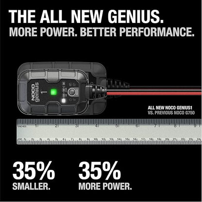 NOCO GENIUS1: 1A 6V/12V Smart Battery Charger – Automatic Maintainer, Trickle Charger & Desulfator with Overcharge Protection & Temperature Compensation – For Lead-Acid & Lithium Batteries