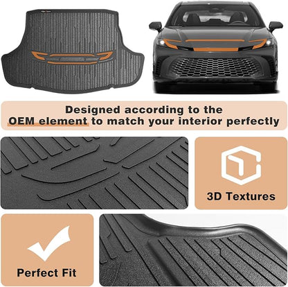 TripleAliners Floor Mats & Trunk Mat All Weather Liners Compatible with 2025 Toyota Camry (Include Hybrid) Accessories Carpets Liner TPE Custom Fit Protection Car (Floor Mats+Trunk Mat)