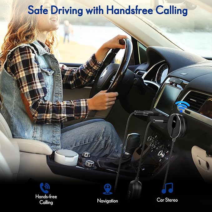 BESIGN BK01 Bluetooth Car Reciever with Ground Loop Noise Filter for car with 3.5mm Aux Jack