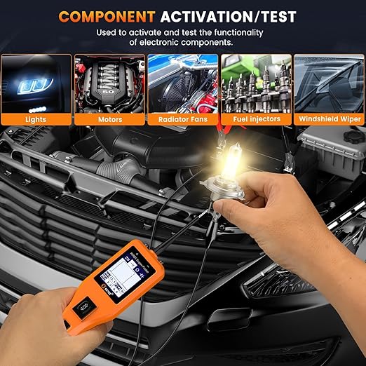 KZYEE KM05 Power Circuit Probe Tester – 12V/24V Automotive Electrical Tester for AC/DC Voltage, Continuity, Resistance, Diode, Relay Test, Component Activation & Shorts Detection, Current Probe Kit