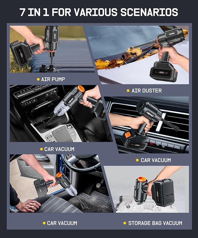 Car Vacuum Portable Cordless,High Power Suction & Blower, Wireless Handheld Vacuum Cleaner for Car, Home, Office, Pet(Shine Black)