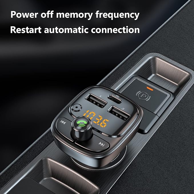 Bluetooth 5.3 FM Transmitter Car Adapter, Wireless Radio MP3 Player Stereo Music Audio Receiver Hands Free Calling, 42W (PD 30W & 12W) USB C Car Charger for iPhone, Support TF Card & USB Disk (Black)
