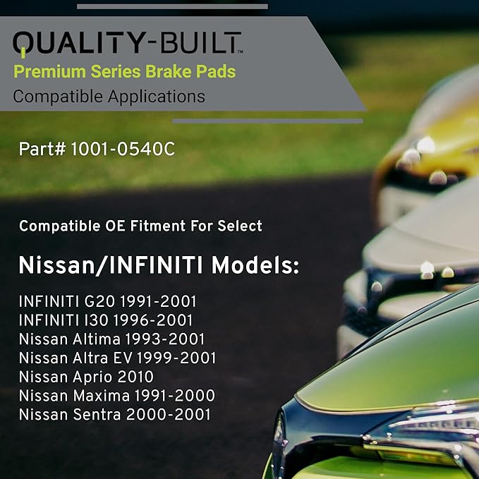 Premium Ceramic Rear Brake Pads (1001-0540C) Compatible with 1991-2010 INFINITI/Nissan (Altima/Altra EV/Aprio/G20/I30/Maxima/Sentra)