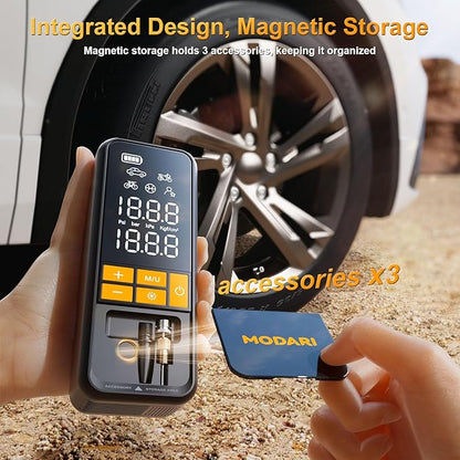 Tire Inflator Portable Air Compressor, 5X Faster 160 PSI Portable Tire Inflator for Car, Built-in Magnetic Storage, Auto Shut-Off Cordless Air Pump for Car Tires, SUV, Truck (No case)