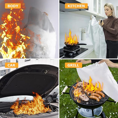 Emergency Fire Blanket, 4Pack Fiberglass Flame Retardant Fire Blankets Emergency for Home, Kitchen, Car, Office, Grill, 39.4X 39.4inch Fire Extinguisher Blanket