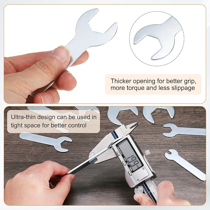 HARFINGTON 10pcs Small Wrench Open End Wrench 18x92x2mm Metric U-Shaped Single Open Ended Spanner Super Thin Small Flat Head Galvanizing Wrench for Automotive Repair Furniture Assembly