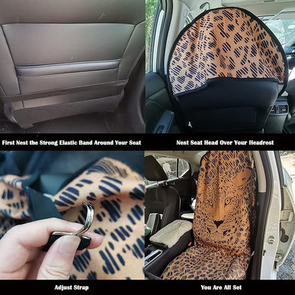 Car Seat Cover Protector Front Seats,for Gym Workout,Running,Swimming,Beach and Hiking,Waterproof Sweat Towel Bucket Seat Covers for Cars SUV Trucks (Leopard, 1Pcs)