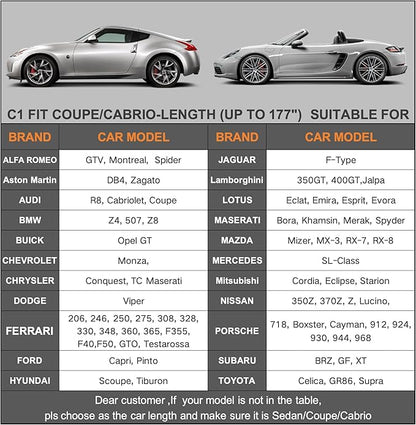 Kayme 6 Layers Car Cover Waterproof All Weather for Automobiles, Outdoor Full Cover Rain Sun UV Protection, Universal Fit for Nissan Versa/350Z/370Z, Porsche 718 Cayman, Dodge Viper (Up to 177 inch)