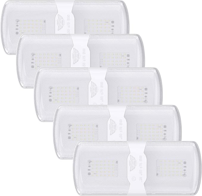 Leisure LED 5-Pack RV LED Ceiling Double Dome Light Fixture with Built in Dimmer Interior Lighting for Car/RV/Trailer/Camper/Boat 12V Natural White 4000-4500K 620 Lumen (5-Pack)