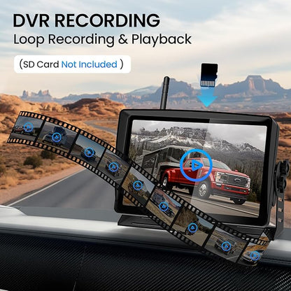 RV Backup Camera, Vehicle Backup Cameras with 7-Inch Touchscreen Monitor, Wireless HD 1080P, 4-Channel System, IR Night Vision, Waterproof Rearview Camera for RV, Truck, Van, SUV, Trailer