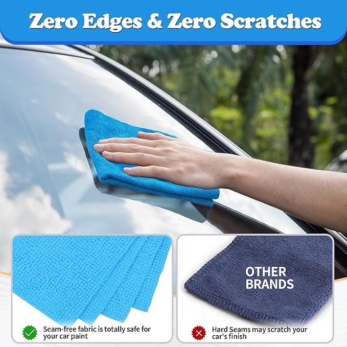 FIXSMITH Shop Towels, Microfiber Cleaning Cloth Bulk, 200 Pack Microfiber Towels for Cars, All-Purpose Absorbent Cleaning Rags, Dust Cloth for Automotive, Mechanic, Garage, Bar, 11.5 x 11.5 inch