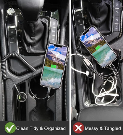 iPhone Charger Cable for Car [3FT+6FT], Coiled Lightning Cable [Apple MFi Certified] 2 Pack Lightning Cord Compatible with iPhone14 13/12/11 Pro Max/XS MAX/XR/XS/X/8/7/Plus/6S iPad/iPod-Black