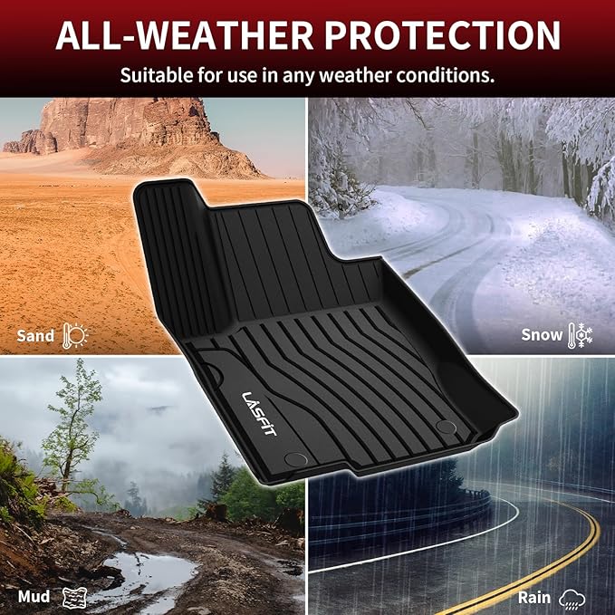 LASFIT Floor Mats for Mercedes Benz GLE 2019 2018 2017 2016 350/400 / 43 AMG / 450 AMG / 550e / 63 AMG / 63 AMG S, Custom Fit All Weather TPE Car Liners for GLE Floor Liners, 1st & 2nd Row,Black