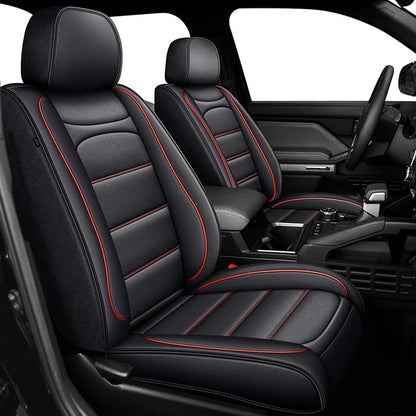 AOMSAZTO Ford Ranger Seat Covers: Full Set Custom Fit 2019 2020 2021 2022 2023 2024 2025 Ford Ranger Breathable Waterproof Leather Seat Protector(5 Seats, Redline)