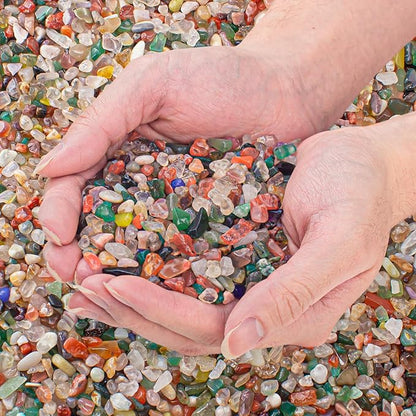 0.5 Lb/230g Chakra Crystal Chips Bulk Quartz Rocks, Natural Tumbled Healing Crystal Chips Crushed Stones Irregular Shaped for Aquarium, Vase Fillers, Succulent Plants Decor - 5-7mm