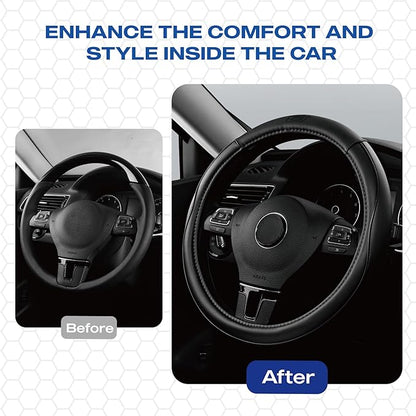 Skechers Memory Foam Steering Wheel Cover,Piping Microfiber Leather Steering Wheel Cover Sporty Universal Fit 14" 1/2-15" Car Wheel Protector for Men Women Fit Suvs,Vans,Sedans,Car,Trucks,Black