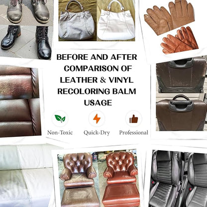 Dark Brown Leather Repair Kit, Leather Recoloring Balm – Restore & Repair Faded Leather on Couches, Car Seats, Shoes & Furniture | Leather Color Restorer & Conditioner | Easy DIY Application