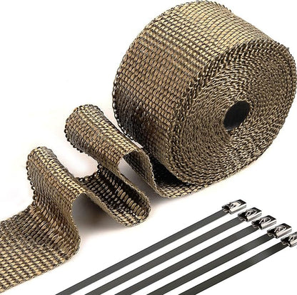 Exhaust Heat Wrap, Tooomplus 2'' x 16' Fiberglass Heat Shield Tape, Heat Wrap for Exhaust Pipes with 10pcs Stainless Steel Ties for Motorcycle Car Truck