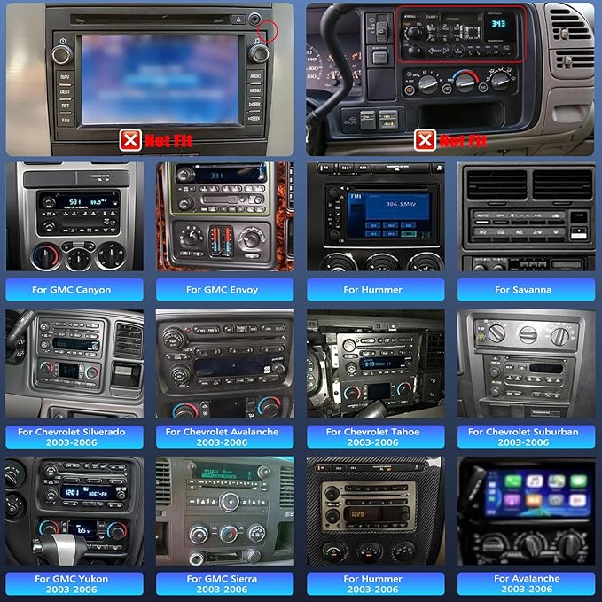 Car Radio for 2003 2004 2005 2006 Chevy Silverado 1500/2500/3500, 7" Car Stereo for Tahoe 2003-2006, GMC Sierra 1500/2500/3500 2003-2006, Yukon 2004-2006, Impala 2000-2005, GPS Navigator, Back Camera