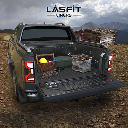 LASFIT Truck Bed Mat for Ford Ranger (5FT, 59.6" Bed) 2025 2024 All Weather Protector TPE Car Bed Floor Liner - 1PC Black
