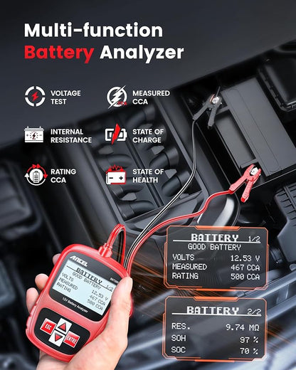 ANCEL BST200 Car Battery Tester 12V Automotive, 100-1100 CCA Battery Load Tester Tool, Auto Battery Analyzer Digital Tester for Car Truck Motorcycle SUV Boat and More
