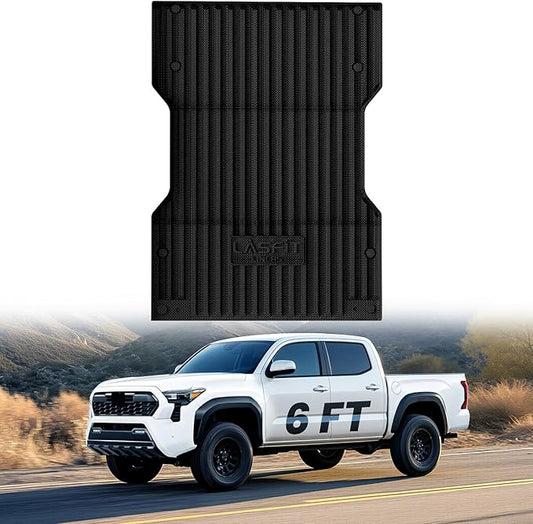 LASFIT Bed Mat for Toyota Tacoma 2024 2025 Truck Bed (6ft,6'Bed), All Weather 6 ft Car Bed Liner for Toyota Tacoma Accessories, TPE Trunk Mat&Cargo Liner, Black