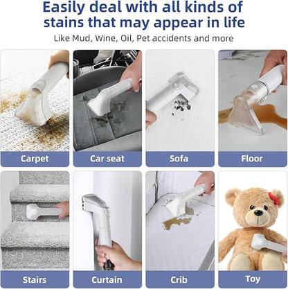 Carpet Cleaner Machine 10.5Kpa Strong Suction, 400W Powerful Motor, Portable Upholstery Cleaner with Spot and Stain Remover for Pet Accident, Rugs, Carpet and Upholstery, White