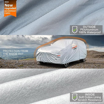 Kayme 6 Layers Station Wagon Car Cover Waterproof All Weather, Outdoor Full Cover with Zipper Door, Universal Fit for Volvo V60, BMW 3 Series Touring, Audi A4 Avant Allroad (178-190 inch).