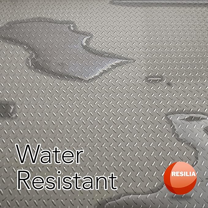 RESILIA Heavy Duty Garage Floor Runner & Protector Mat - Slip Resistant Diamond Plate PVC Mats - Water, Spill, & Stain Resistant, Sandstone (4 feet x 10 feet)