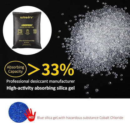 wisedry 2 x 500 Gram [2.2 lbs] Rechargeable Silica Gel Car Dehumidifier, Microwave Fast Reactivated Desiccant Packets Large for Gun Safe Closet Basement Garage Storage Moisture Absorber Bag Reusable