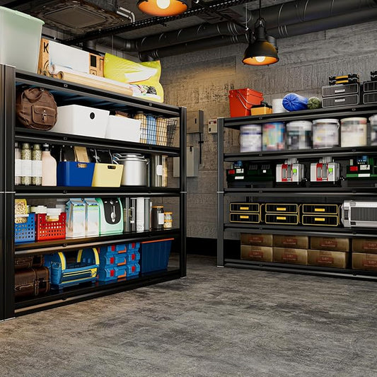 5-Tier 60" W x 20" D x 72" H Garage Shelving Metal Storage Rack 3000LBS Garage Shelving Heavy Duty Adjustable Storage Shelves Unit for Industrial Warehouse Basement Utility Shelf (Black)