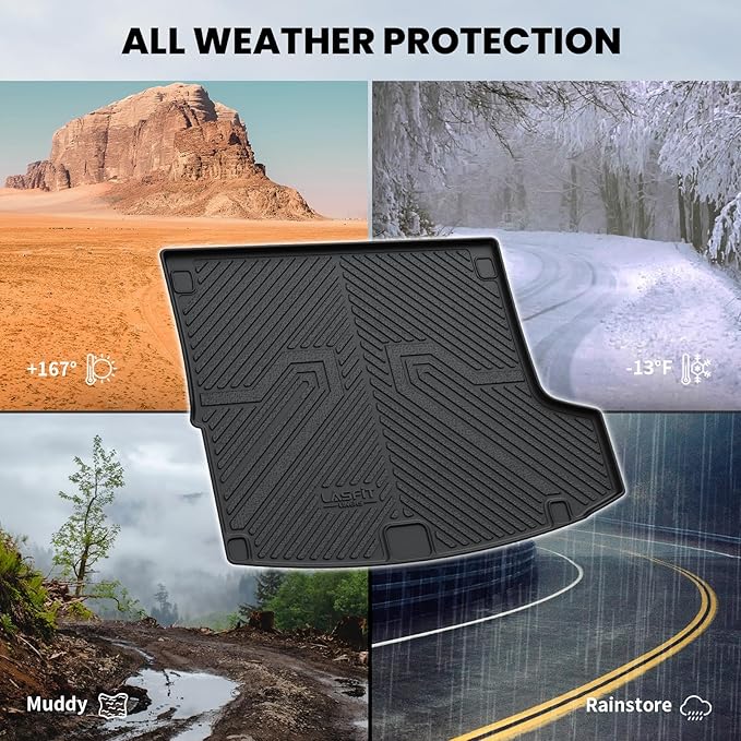 LASFIT Trunk Mat for Acura RDX 2025 2024 2023 2022 2021 2020 2019, All Weather TPE Cargo Mats Custom Fit Cargo Liner Front & Rear Trunk Liner, Black, Easy to Clean