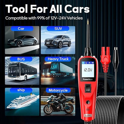 Autel PowerScan PS100 Power Circuit Probe Tester - 2025 12V 24V Car Circuit System Diagnostic Tool, Open Breaker Short Finder, Read AC/DC Resistance, Activate Component, w/ 20ft Cable, for 99% Cars