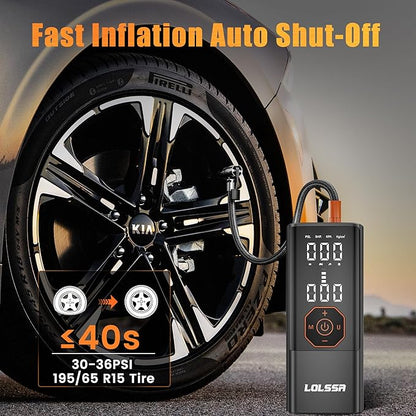 Tire Inflator Portable Air Compressor-180PSI Air Pump for Car Tires-Cordless Tire Pump with Pressure Gauge, Cigarette Lighter Plug for Motorcycle, Bike, Ball, Dual-Use Type