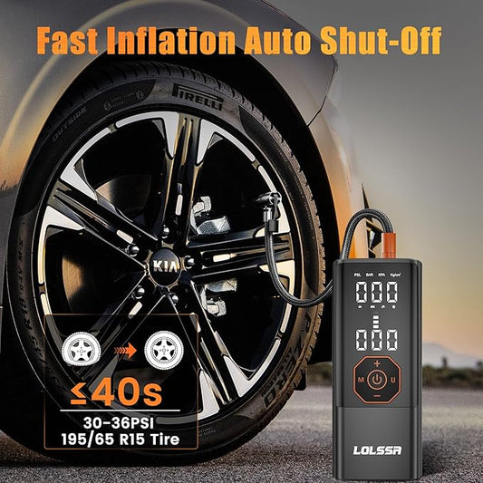 Tire Inflator Portable Air Compressor-180PSI Air Pump for Car Tires-Cordless Tire Pump with Pressure Gauge, Cigarette Lighter Plug for Motorcycle, Bike, Ball, Dual-Use Type