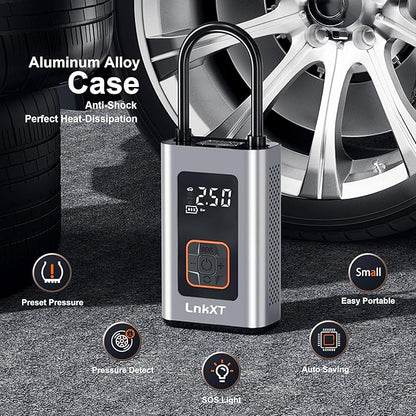 Tire Inflator Portable Air Compressor, 150PSI Cordless Air Pump with Digital Pressure Gauge, Durable Metal Body, Auto Shut-Off and Built-in LED Light,for Car, Motorcycle, Bicycle& Sports Balls