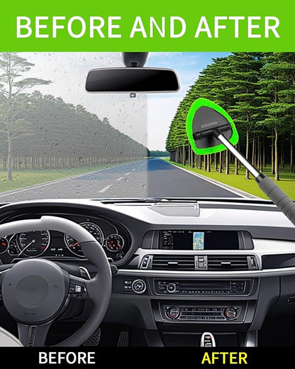 Auto Window Cleaning Tool, Retractable Windshield Cleaner Wand, Car Window Glass Cleaning, Double Sided car Window Cleaner, Microfiber Mirror Cleaning Tool kit. Car Interior Cleaning. (Green)