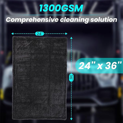 2 Pack 1300 GSM Car Drying Towel,Double-Sided Microfiber Towels for Cars(36" x 24"),Extra Large Ultra Absorbent,Without Residual Lint,Scratches or Water Spots