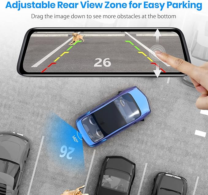 9.35''1080P OEM Rear View Mirror Camera: Recording Wide View Back Up Camera for Cars, Smart Full Touch Screen Stream Media Backup Camera with Super Night Vision for Trucks,Vans, SUVS (AUTO-VOX T9)