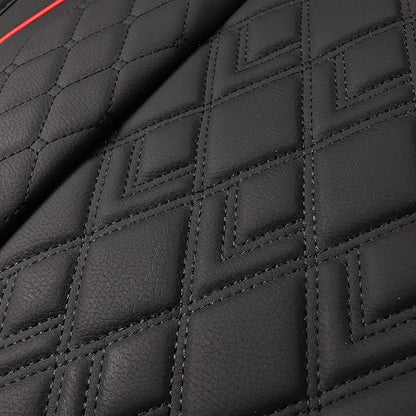JOJOBAY Car Seat Covers for Dodge Ram Full Set,Fit Ram 2009-2025 1500/2500/3500 Pick-up Truck,Crew,Regular,Quad,Mega Cab,Waterproof Leather Seat Covers Protectors（5 PCS Full Set,Black/Red）