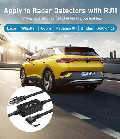 Radar Detector Cord, Type C to RJ11 Plug Cable,for Escort Radenso XP Uniden Beltronics Cobr Whistler Radar Detector,Replacement Power Cable for Radar Detectors